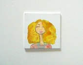 Miniature Portrait, Mini Art Collectible, Mini watercolor Art, mini art easel