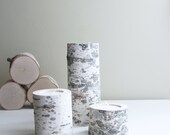 natural white birch wood candle holders - set of 3