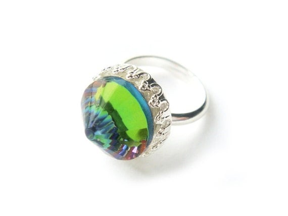 Rainbow Vintage Swarovski Crystal Ring