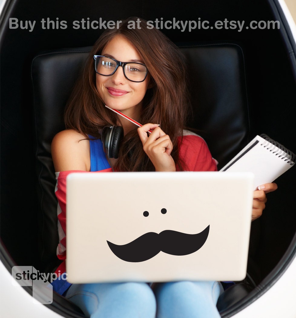 Yeah baby (Laptop Decal Removable Vinyl Laptop Sticker Computer Decal Apple Macbook Mac Geekery Wall Sticker Moustache)