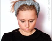 Leopard print Women's turban knotted headband Boho chic  in cream Stretch Jersey Knit Animal Print Headband