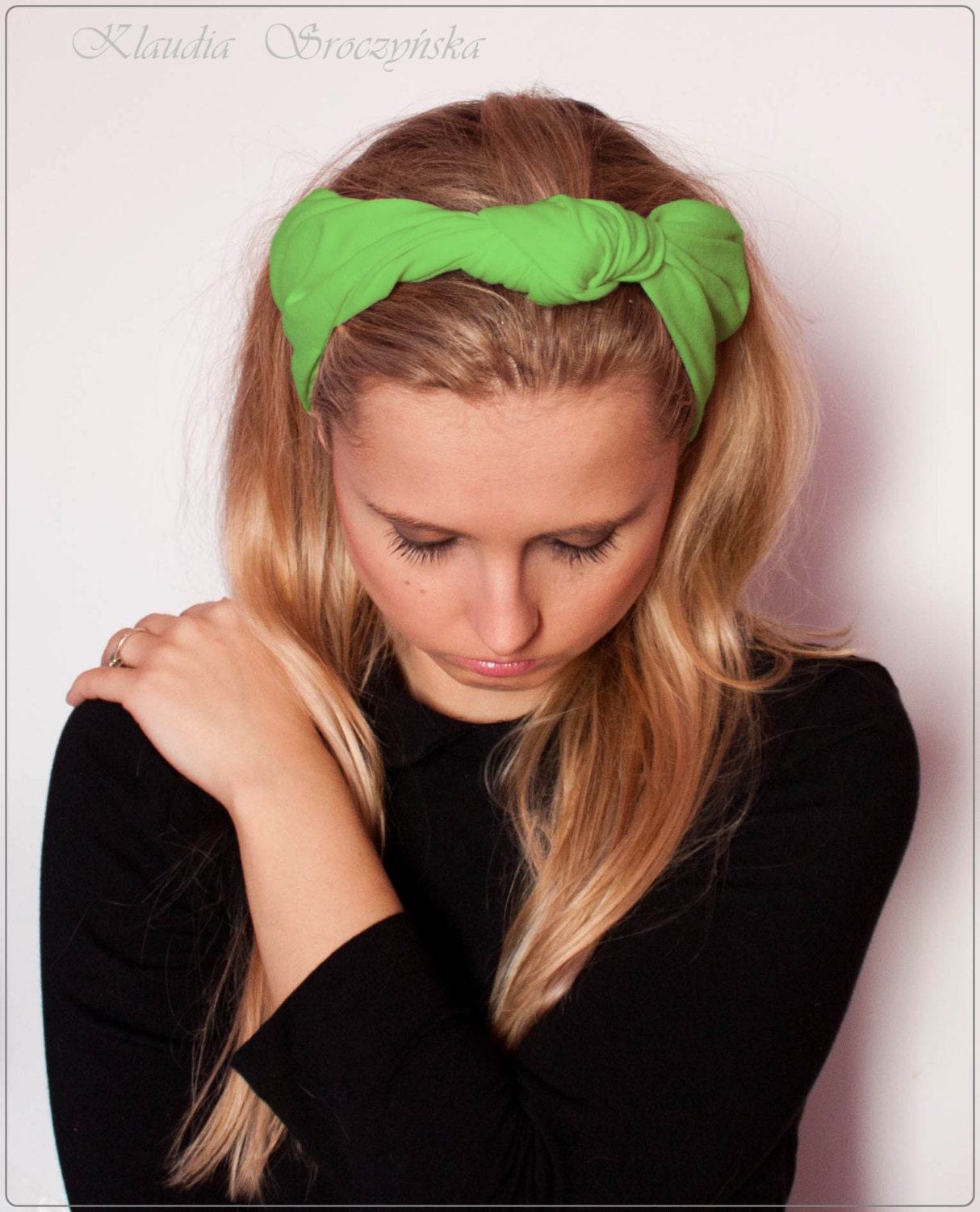 Turban Headband Wide Turban Headband Workout Hair Band in Spring Green Yoga headband