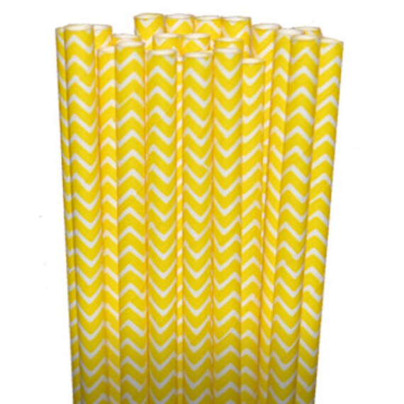 Chevron Zigzag Yellow Party Paper Straws - Cake Pop Sticks - Pixie Sticks - Qty 25 Il_570xn