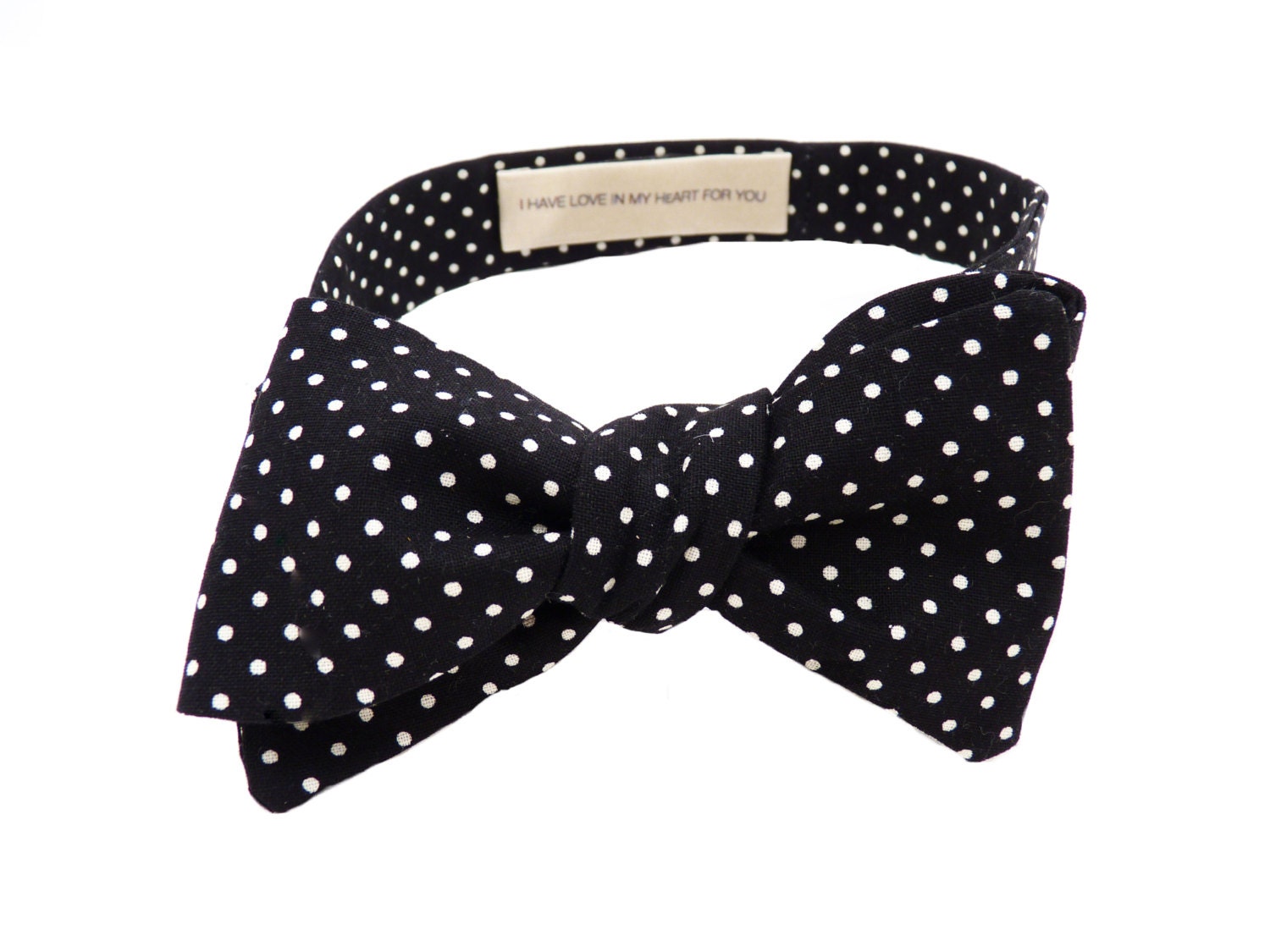 Custom Bow Tie/Bowtie Black & White Polka Dot With Your Own Personalized Date // Initials // Phrase