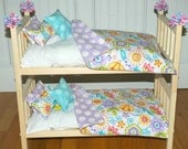 Doll Bunk Bed - Bunk Bed with Girls Only Bedding - Fits American Girl Doll and 18 inch dolls
