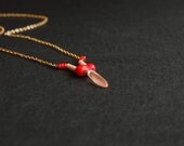 Red and pink necklace OOAK - The Delicate collection, Evening, 2