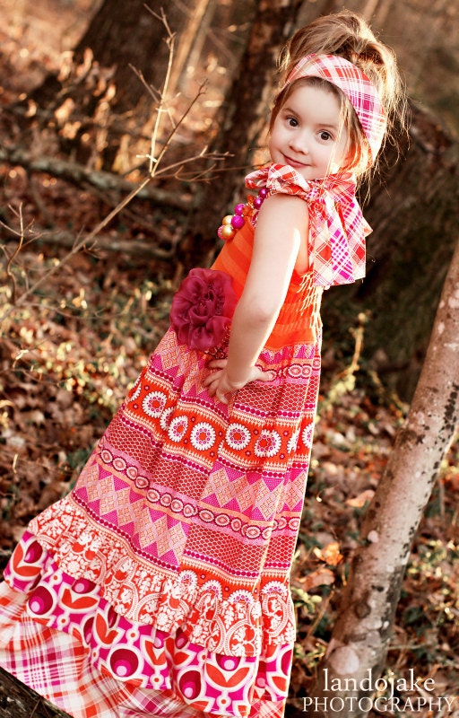 Boho Style Maxi Dress Available in sizes 6 months to 8 years