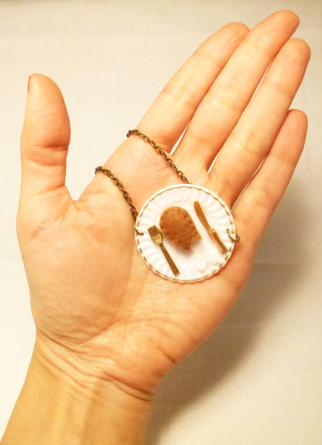 Charm necklace, miniature food, gifts for her, novelty necklace, copper chain, drumstick, Handmade by Marumadrid