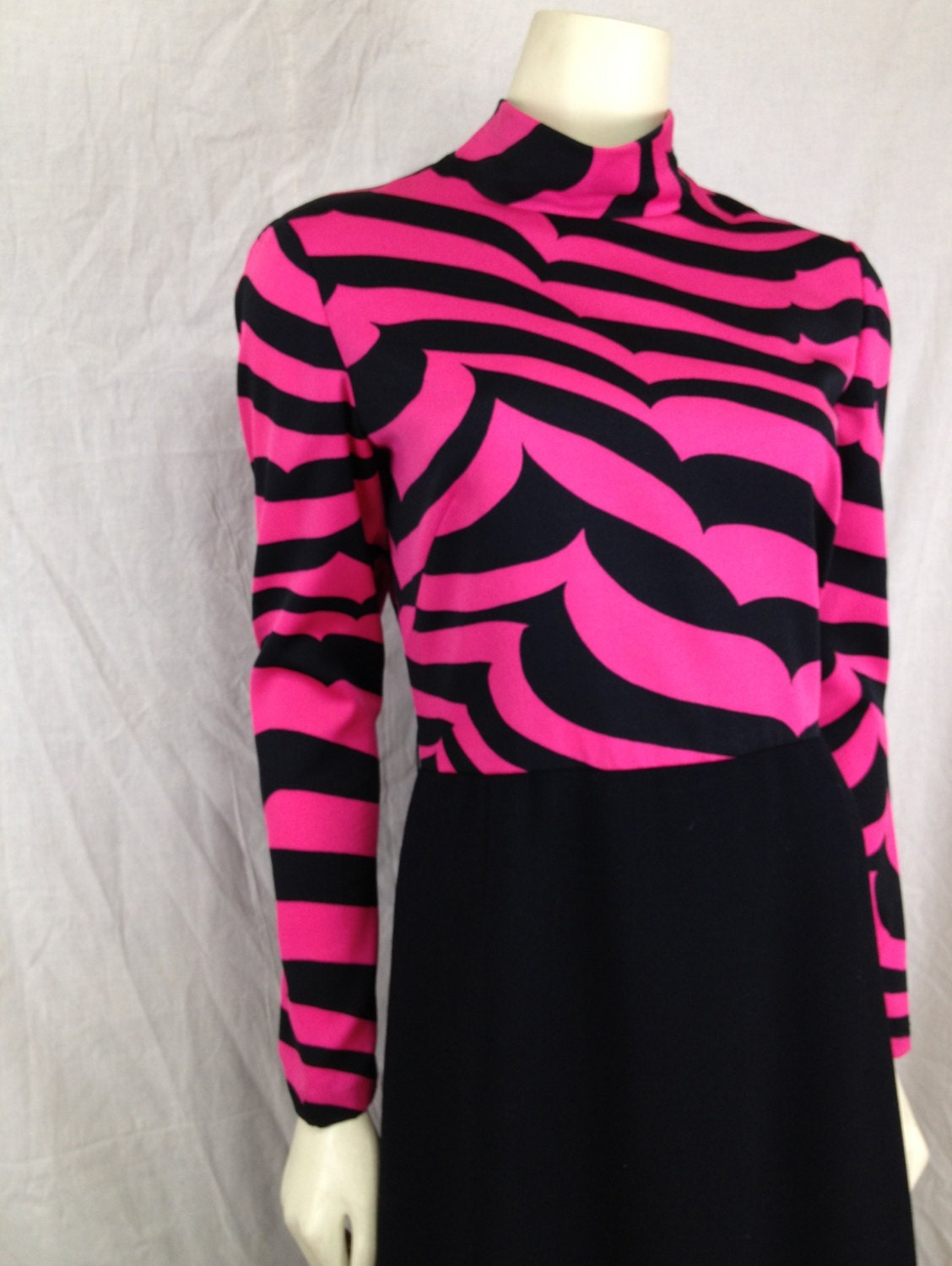 Vintage 1960s Adele Simpson dress and jacket hot pink abstract Tiger print