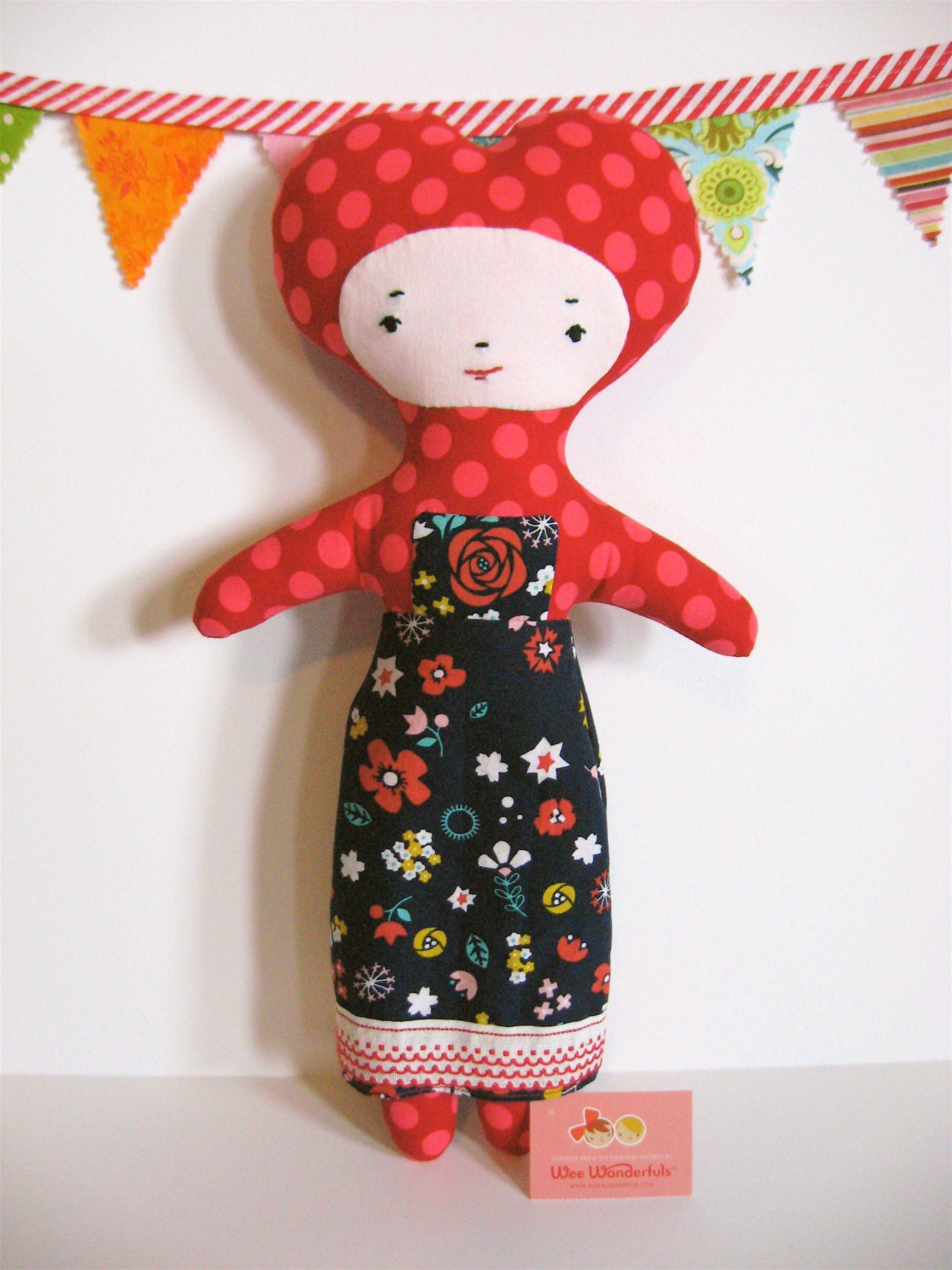 Wee Wonderfuls "I Heart You" Folklore Cloth Doll
