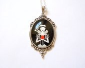 White as Snow --Silhouette  Large Wearable Art Cameo Necklace-Valentine's Gift