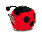 Ladybird tea cosy Spring teapot cozy novelty knit ladybug teapot warmer in bright red with black spots