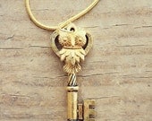 Vintage Gold Owl Key Charm Necklace