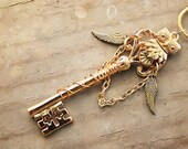 Royal Gold Owl Key Charm Necklace