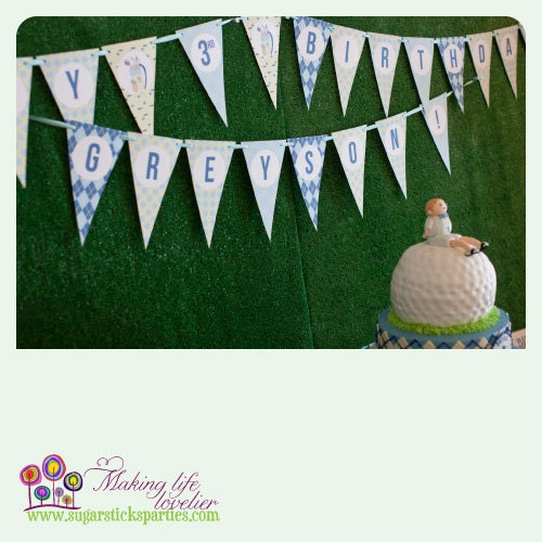 Golf birthday bunting DIY printable Il_570xn