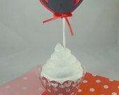 Kiss Silhouette with Red Heart Cupcake Toppers