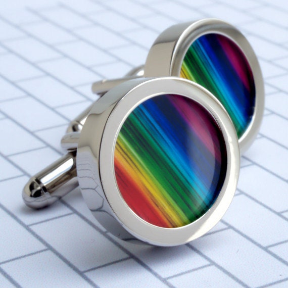 Rainbow Cuff Links Colorful Cufflinks to Wear with Pride