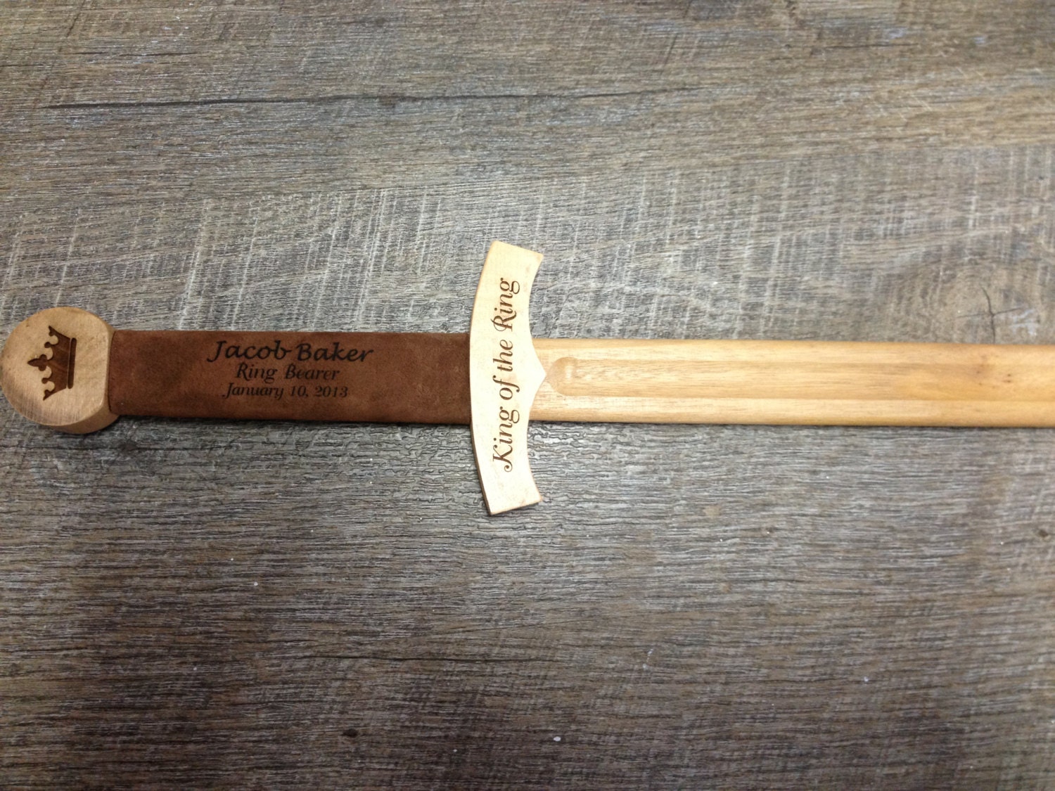 Ring Bearer Gift -Custom Wooden Sword - play sword - leather handle