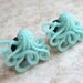 Octopus Plugs, Aqua, Blue, Ivory, Gauged Ears Size 00, 0, 2, 4, 6, 8,10,12,14 gauge, Also available as regular earrings