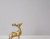 vintage brass reindeer figurine // gold deer
