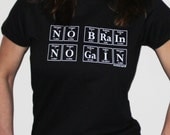 No Brain, No Gain Periodic Table Women's Tee Shirt by Periodically Inspired - Science Inspired Tshirt For Ladies