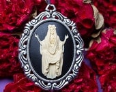 Santa Muerte Cameo Necklace - Skeleton Jewelry - Saint of Death