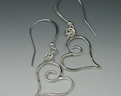 Sterling Silver Heart Dangle Earrings - Heart, Spiral
