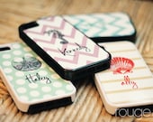 RUBBER BUMPER monogrammed cover - Seaside Collection - iPhone 5 or 4/4S - black or white