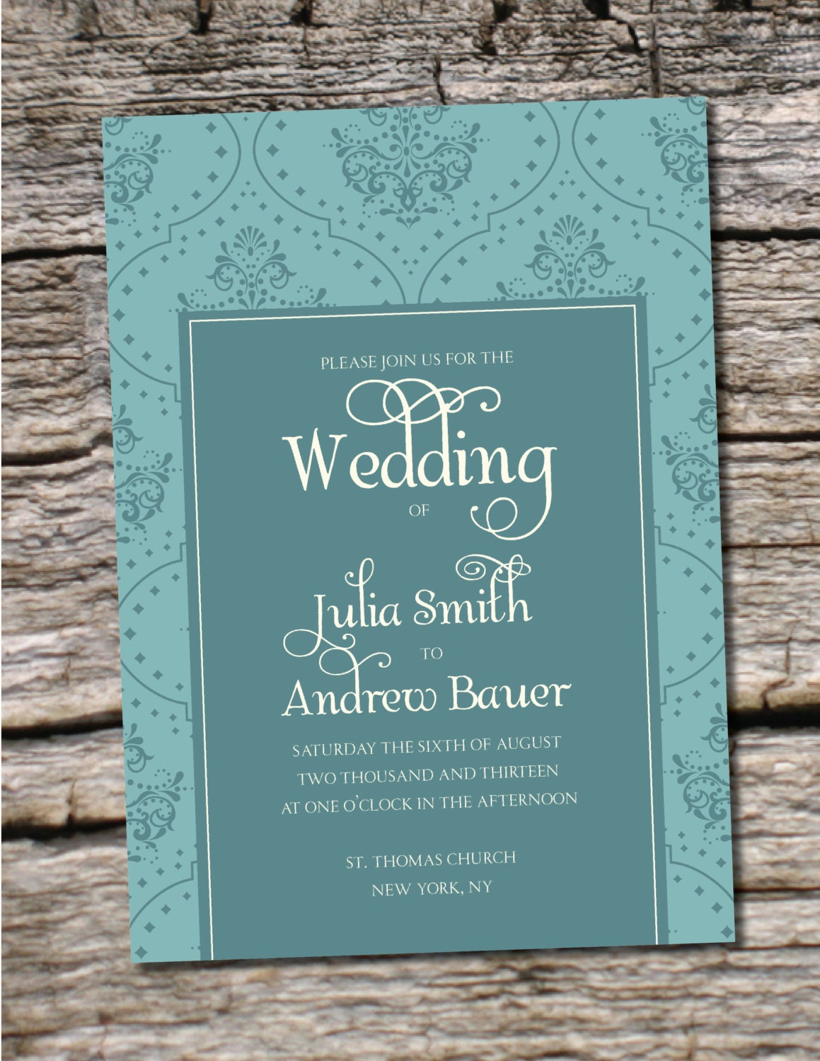 WEDDING ELEGANCE Damask Wedding Save the Date/Invitation/Response Card/Reception Card/Menu/Table Numbers/Thank You Card - You Print