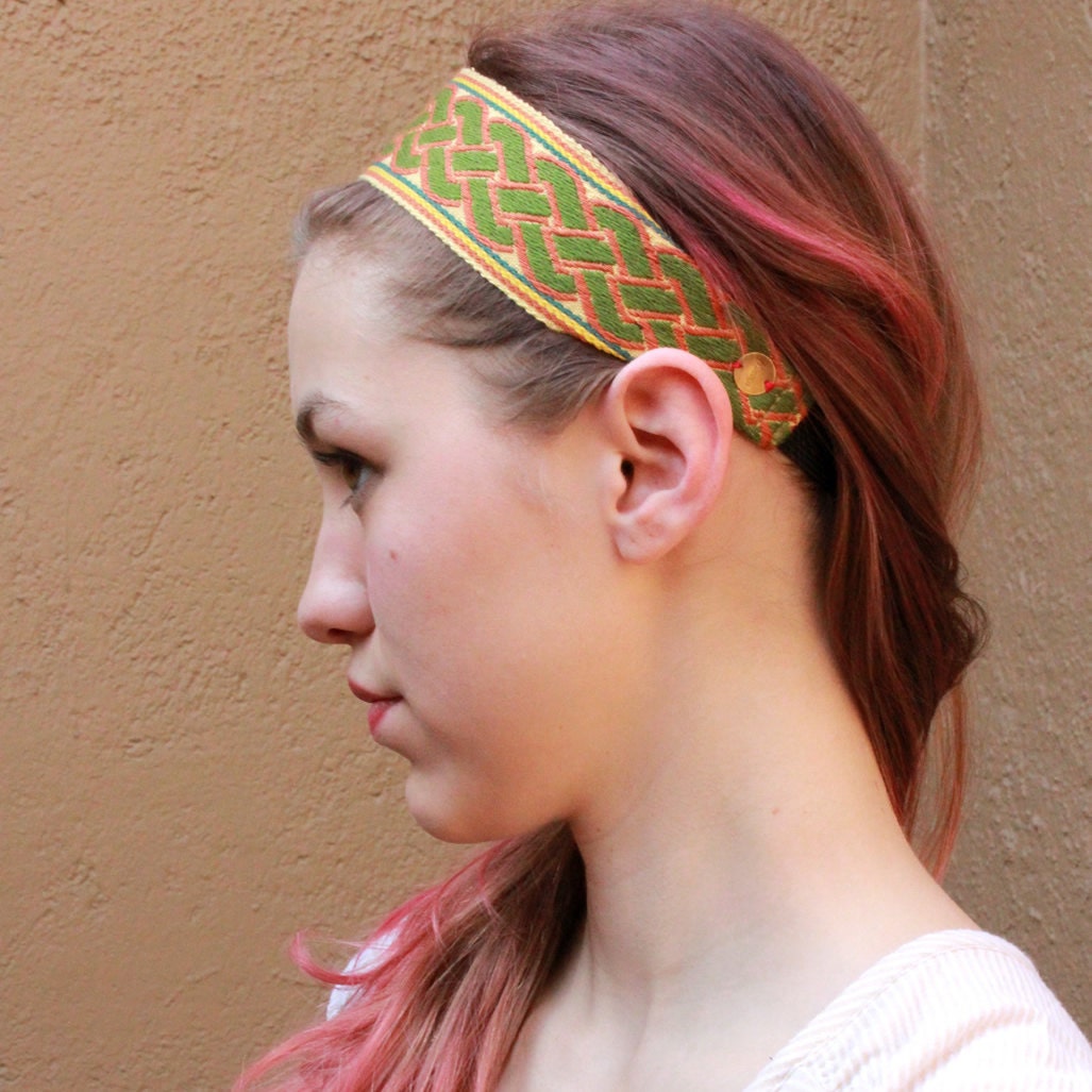 Joy and Harmony, green and yellow headband