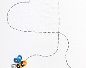 Quilled Bee Mine paper quilling card love Bee Humor Funny Original heart red yellow for her for him