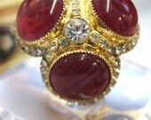 1970's vintage William De Lillo Trifecta Cocktail Ring with Swaroski