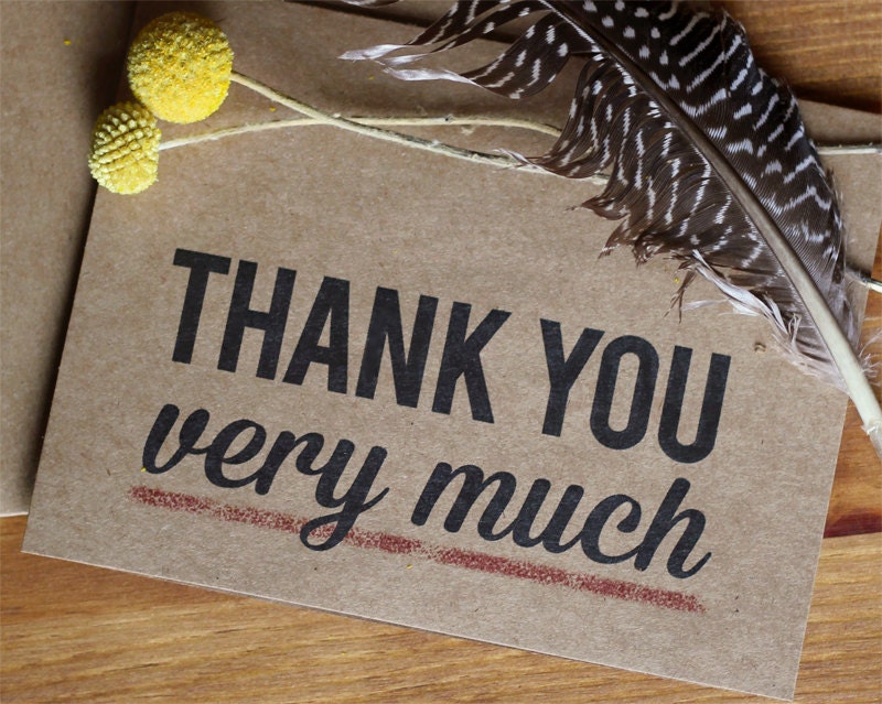 Thank You Card Set of 10 - Thank You Very Much Kraft Thank You Cards