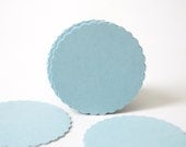 50 Light Blue Scalloped Circles punch die cut scrapbook embellishments - 1" circles - No835