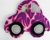 Car I Spy Bag Travel Toy, Eye Spy, Search and Find Quiet Toy, pink & purple flame print Fabric