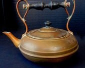 COPPER TEA POT / Precious and Graceful / Fancy Handle / 7" h / Aged Patina