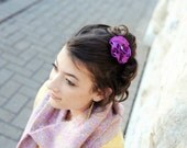 Purple Flower Clip, Bridal Hair Clip OR Brooch by Flower Couture