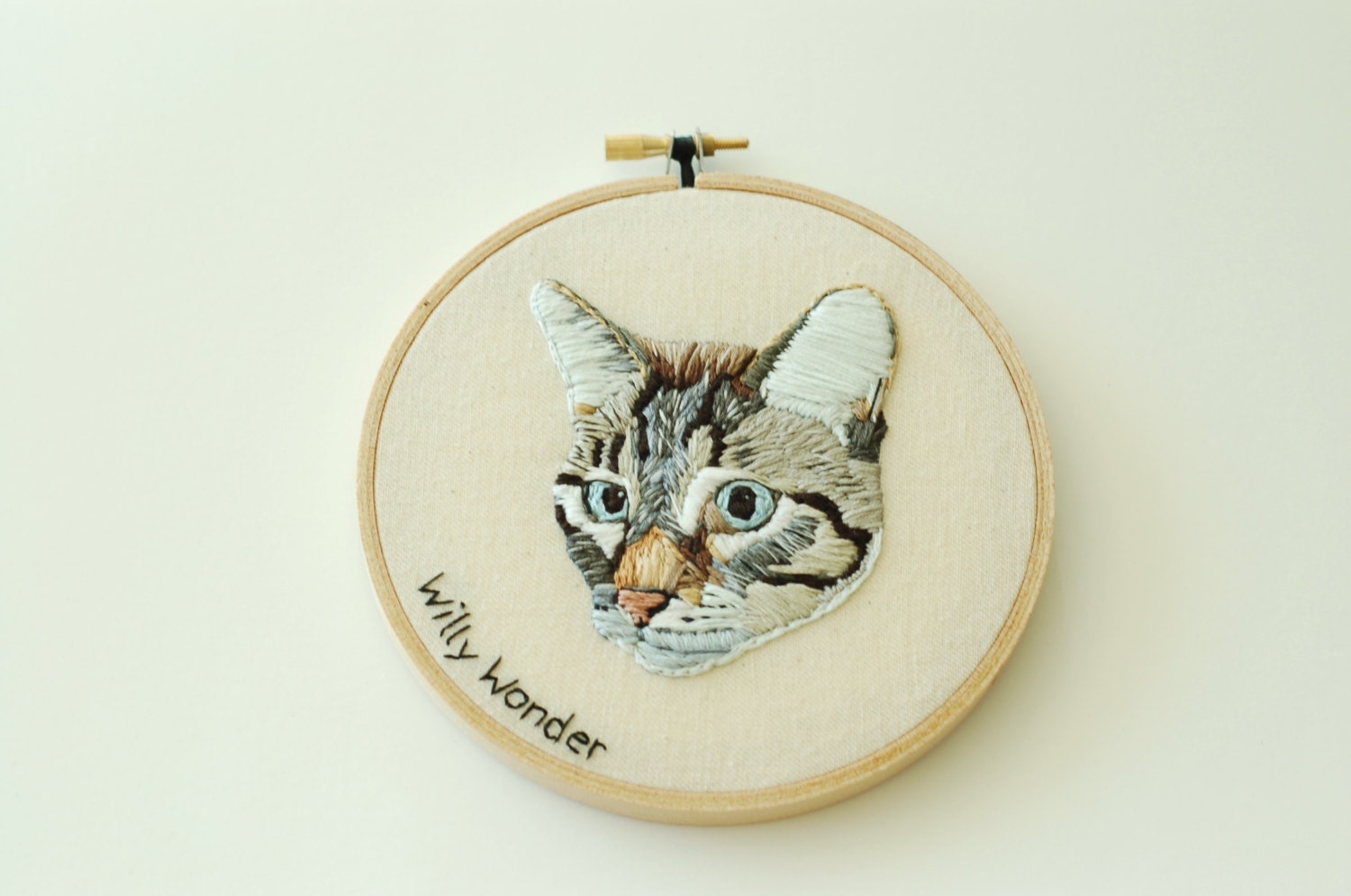 Hand Embroidered Custom Pet Portrait. Unique Customized Animal Picture. Made To Order Hand Stitched Pet Art. Hand Sewn By Hoopla.