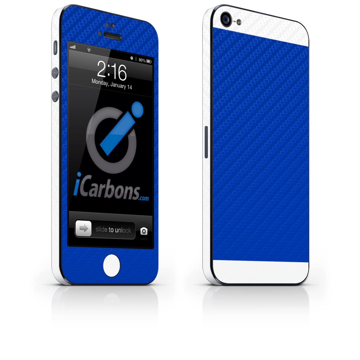 iCarbons BuildYourOwn TwoTone Blue Carbon Fiber IPhone 5 Skin Decal FULL COMBO