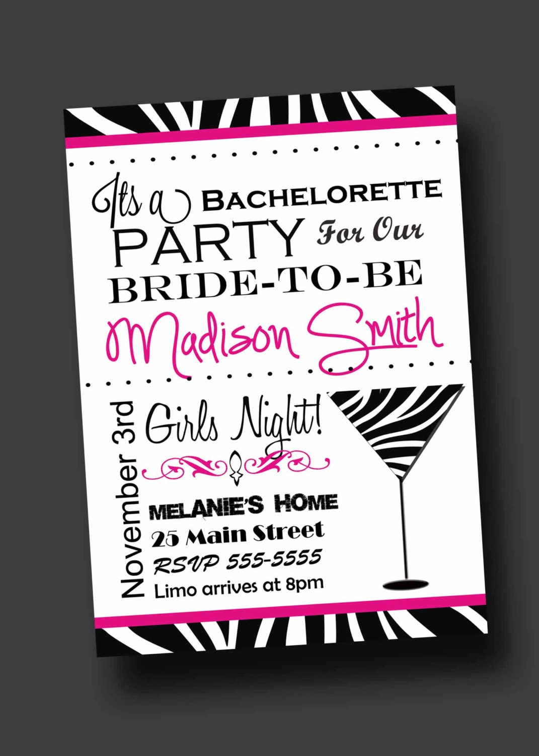Bachelorette Party Invitation Zebra Print (Printable Digital) Il_170x135