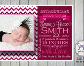 Girl Birth Announcement Pink Chevron Il_170x135
