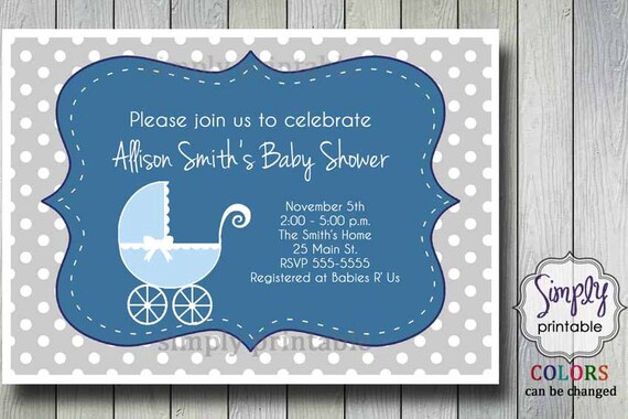 Baby Shower Invitation with Stroller Il_570xn