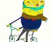 Leopard on Bike. Kids Wall Art by Ashley Percival.
