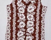 Vintage 60s Mod Hawaiian Print Shift Dress PLUS size 3X sz 24