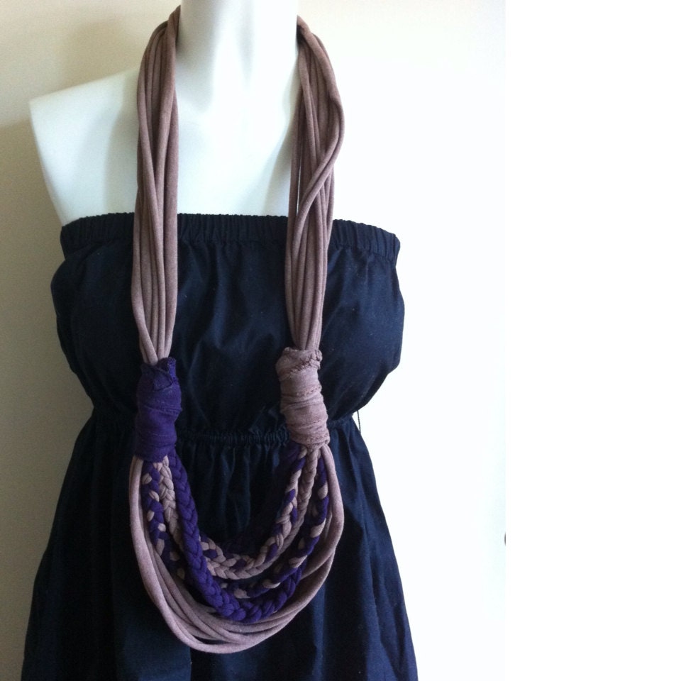 Fiber Necklace- Brown & Purple Braid