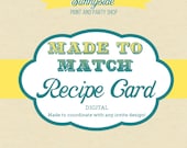 Sunnyside Digital Recipe Card File - 3x5 or 4x6 - Any Design