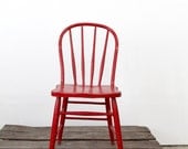 Vintage Wood Spindle Chair / Red Painted Chair