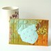 Handmade quilted art card - Teapot with Dots, greeting card, home decor