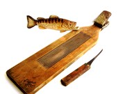 Vintage Fish Scaler Nautical Wooden Fillet Board 1930s