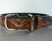 Tooled leather dog collar